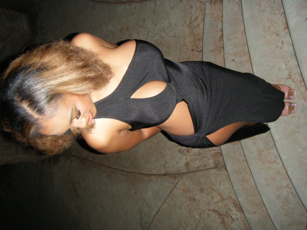 one shoulder cut out velo maxi dress